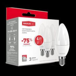 Купить Набор LED ламп MAXUS C37 CL-F 4W 220V E14 (по 3шт) (3-LED-5311)