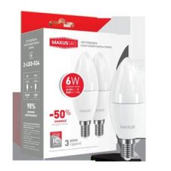 Купить Набор LED ламп MAXUS C37 6W  E14 (по 2 шт.) (арт. 2-LED-534)