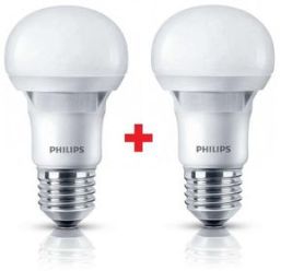 Купить Комплект ламп светодиодных Philips LEDBulb E27 5-40W 230V 3000K A60 Essential (1+1)