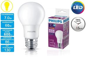 Купить Лампа светодиодная Philips LEDBulb E27 7-60W 230V 3000K A60/PF