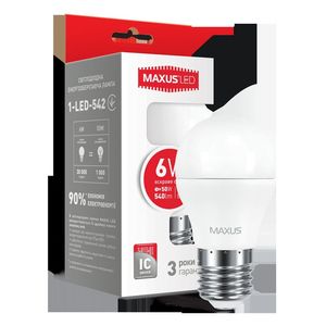 Купить LED лампа MAXUS G45 6W яркий свет 220V E27  (1-LED-542)