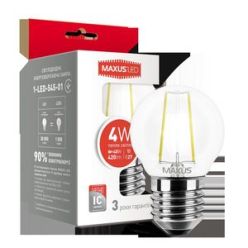 Купить LED лампа MAXUS G45 FM 4W теплый свет 220V E27 (1-LED-545-01)