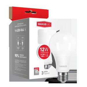 Купить LED лампа MAXUS A65 12W яркий свет 220V E27 (1-LED-564-P)