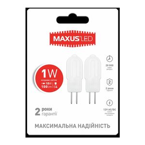 Купить LED лампа MAXUS G4 1W 4100K 12V AC/DC (2-LED-206)