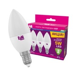 Купить Комплект ламп светодиодных свечи PA10L 5W E14 4000K 3ШТ. (арт.18-0118)